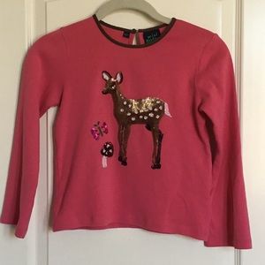 MINI BODEN Sequin Deer Shirt Size 9-10